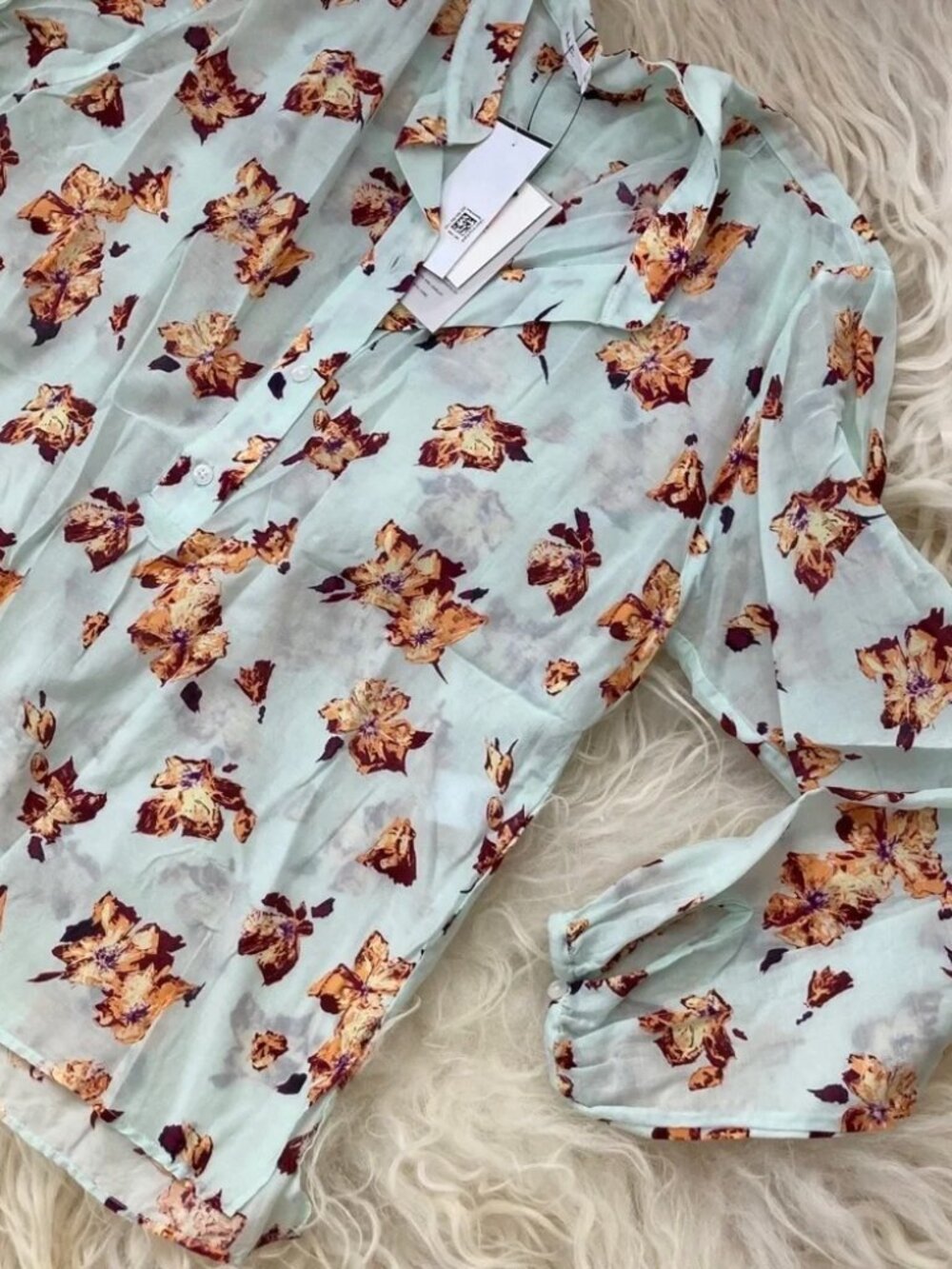 A.L.C. Shira Floral Print Mock Neck Blouse 1380 - Picture 5 of 13